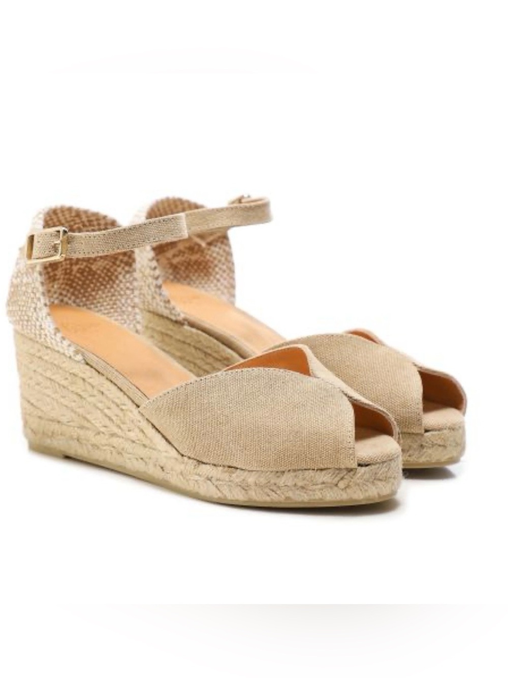 Castañer Bianca Beige
Canvas Espadrille Wedge
Sandals Peep Toe 8.5 EUC